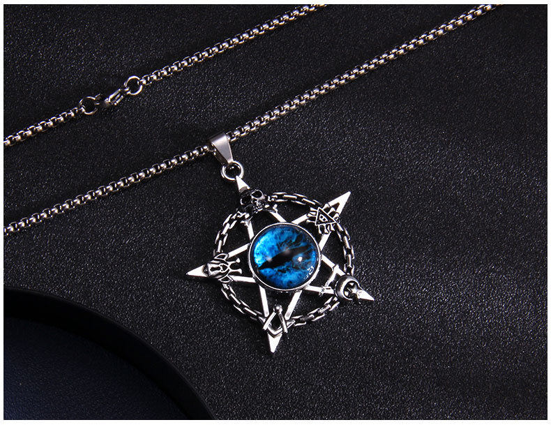 Wholesale Jewelry Fashion Pentagram Devil'S Eye 201 Stainless Steel Zinc Alloy Resin Pendant Necklace display picture 1