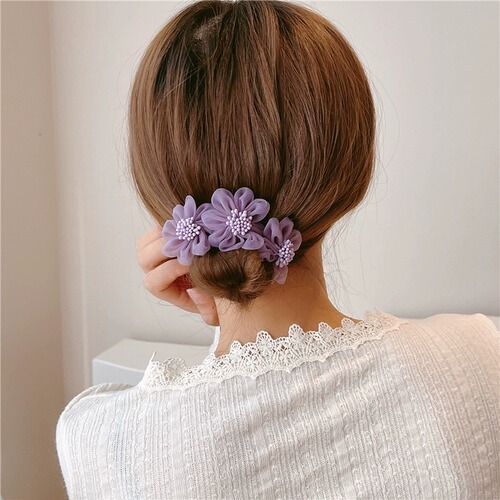 Korea's super fairy organza flower ball head hair iron sweet temperament internet celebrity lazy braiding hair styling artifact for women