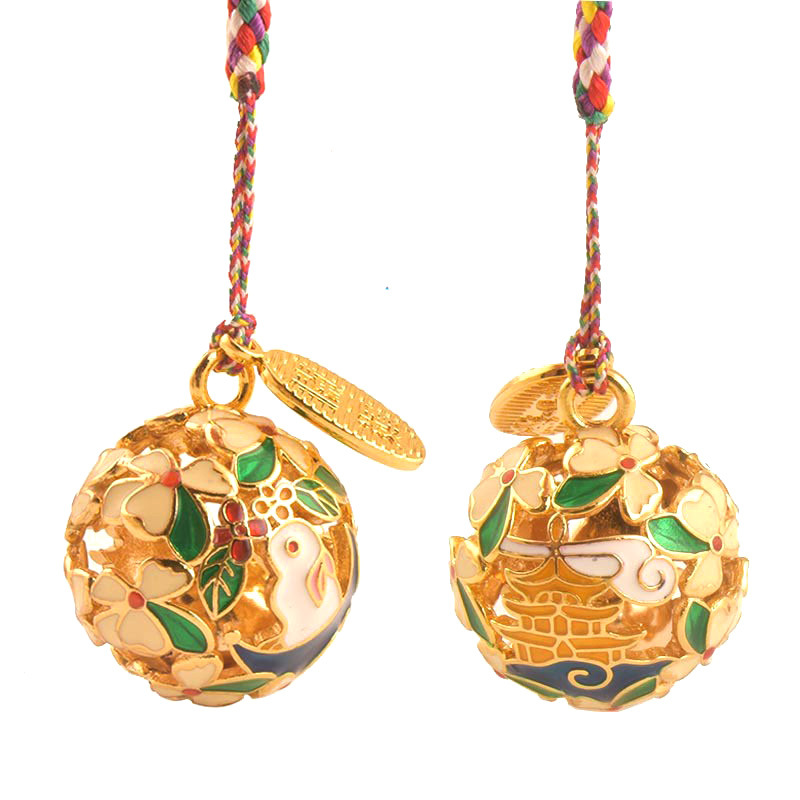 大批量批发 镂空宮铃玉兔金球福铃手机链吊坠挂件花铃中秋礼品