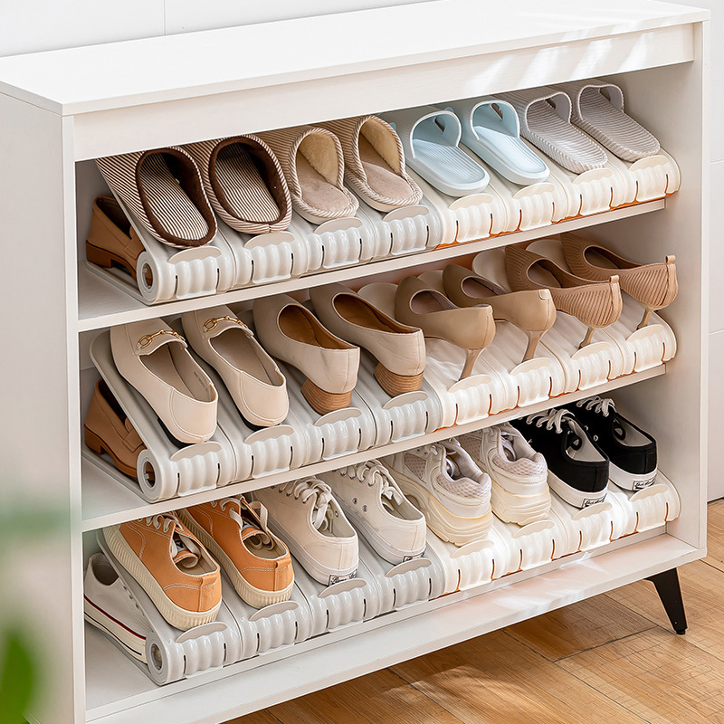 Soporte de zapatos ajustable multifuncional de doble capa, soporte de zapatos de doble capa plegable, almacenamiento de zapatos de almacenamiento de artefactos mágicos, estratificación