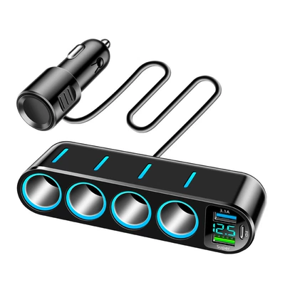New Digital Display Car Fast Mobil şarj cihazları - m16-1-to-4-cigarette-lighter-adapter-with-packaging