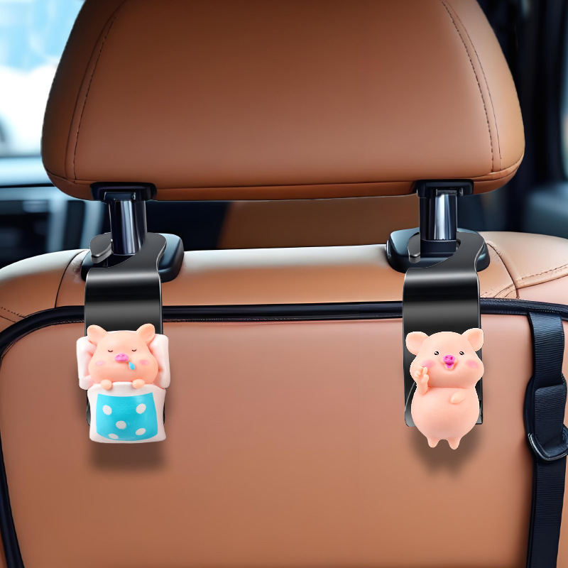 Gancho para coche, almacenamiento trasero multifuncional para coche, lindo coche de dibujos animados, asiento delantero, trasero, gancho de almacenamiento