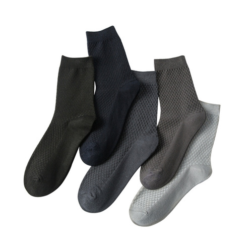 Cross-border wholesale bamboo fiber men's socks, four-season business mid-calf socks, men's short socks, black long socks, breathable casual men's socks