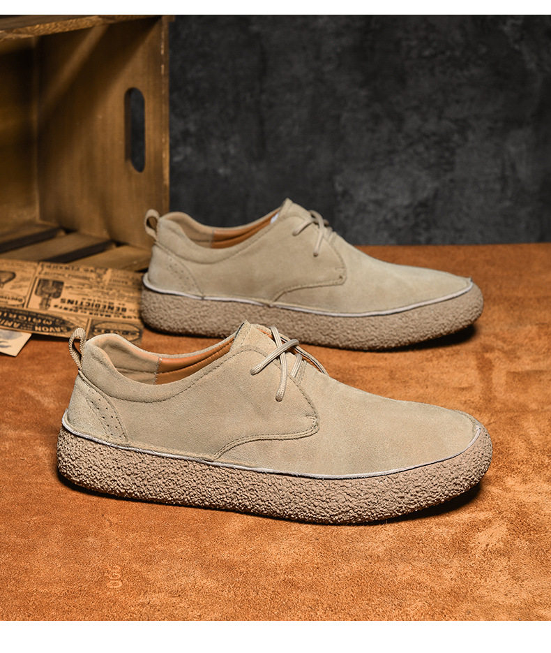 Giày sneaker nam cổ thấp da lộn phối lưới, đế dày — 2307 ren màu xám, 2307 ren nâu, 2307 ren đen, ren 2307m màu chi tiết 8