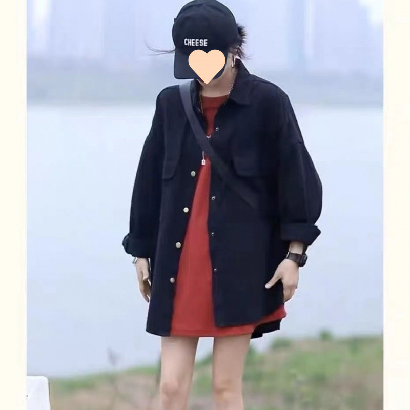 复古港风韩版时尚衬衫外套女秋2025新款休闲宽松显瘦中长款上衣|undefined