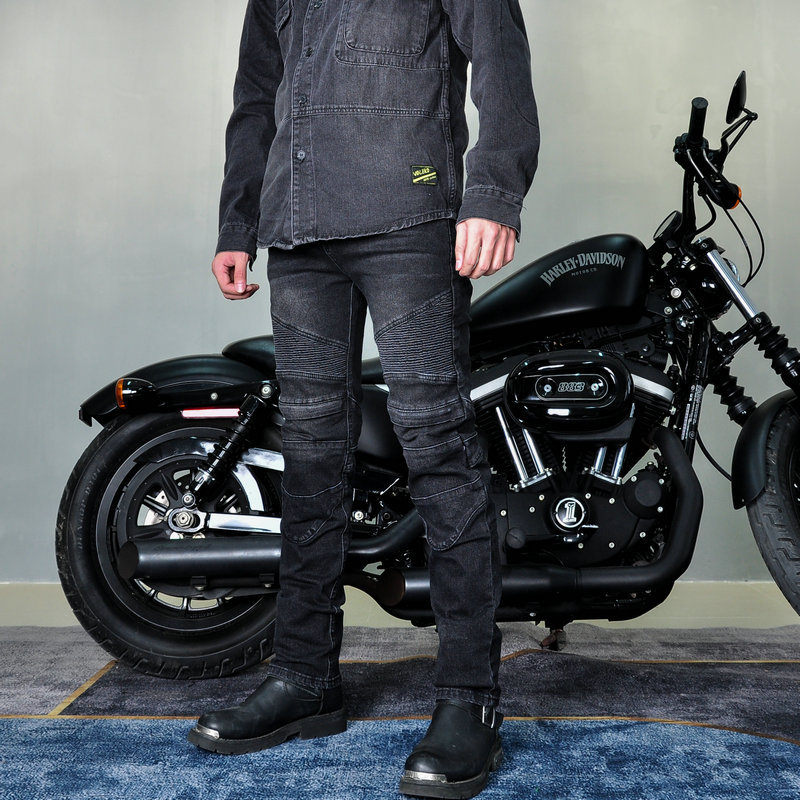 Loong biker motocicleta jeans retro casual motocicleta pantalones estiramiento hombres y mujeres pantalones de montar a prueba de caídas