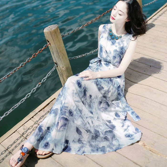 改良款，下单前请看实物夏季新款装裙子修身无袖连牛奶丝衣裙