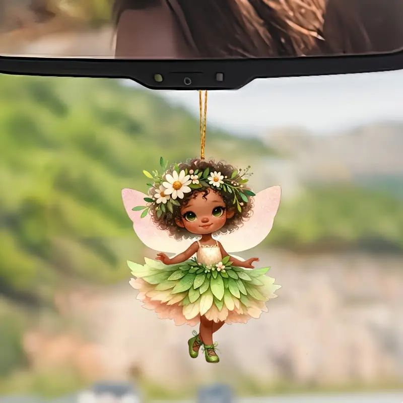 Nuevo ángel chica árbol de Navidad decoración acrílico plano transfronterizo espejo retrovisor colgante mochila colgante