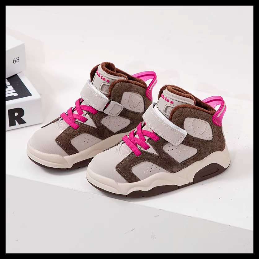 2023 Autumn New Children's Basketball Plush Boys' Running Shoes Fashion Colored Girls' Sports Board Shoe Trend_voghion.com