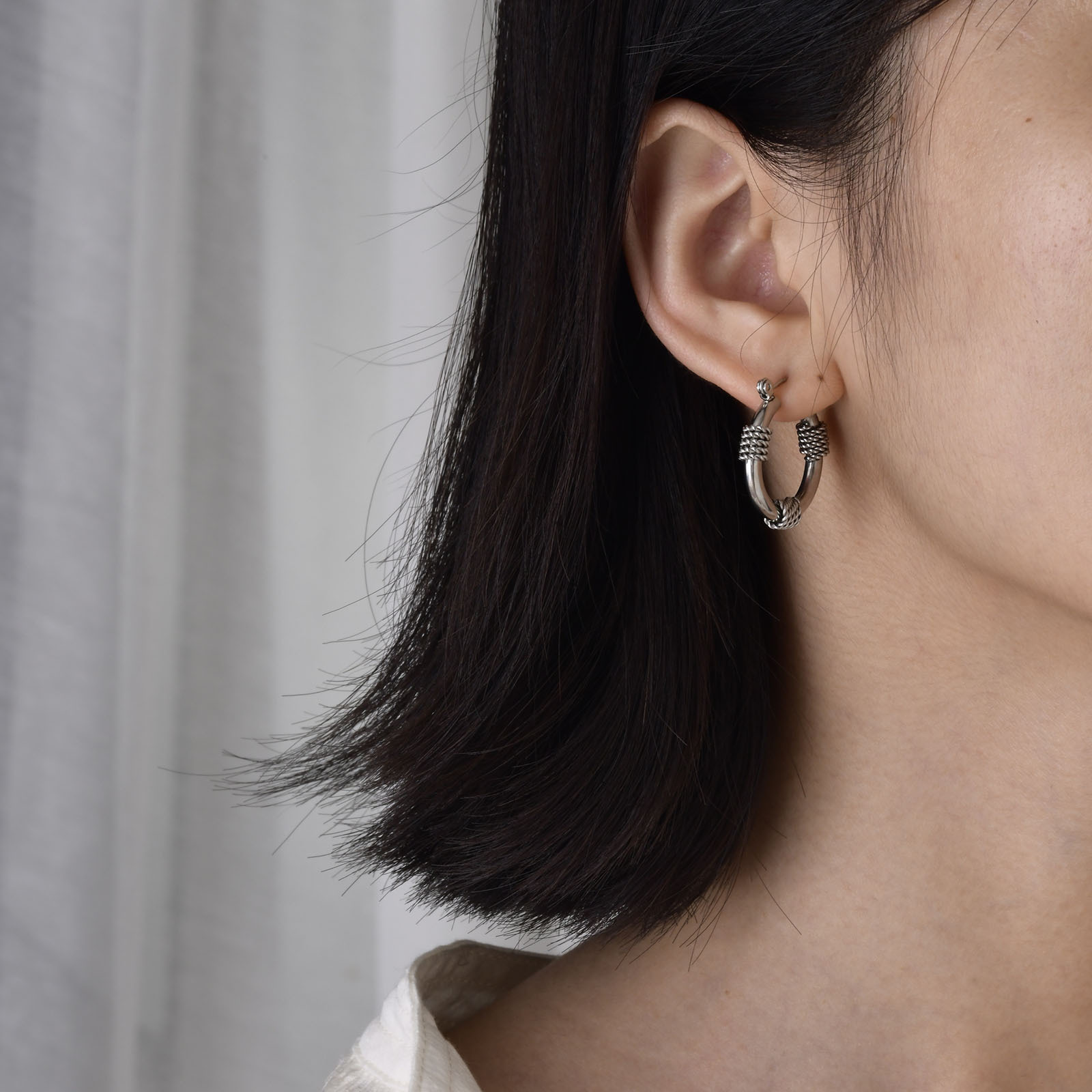 Retro Geometric Stainless Steel Plating Hoop Earrings 1 Pair