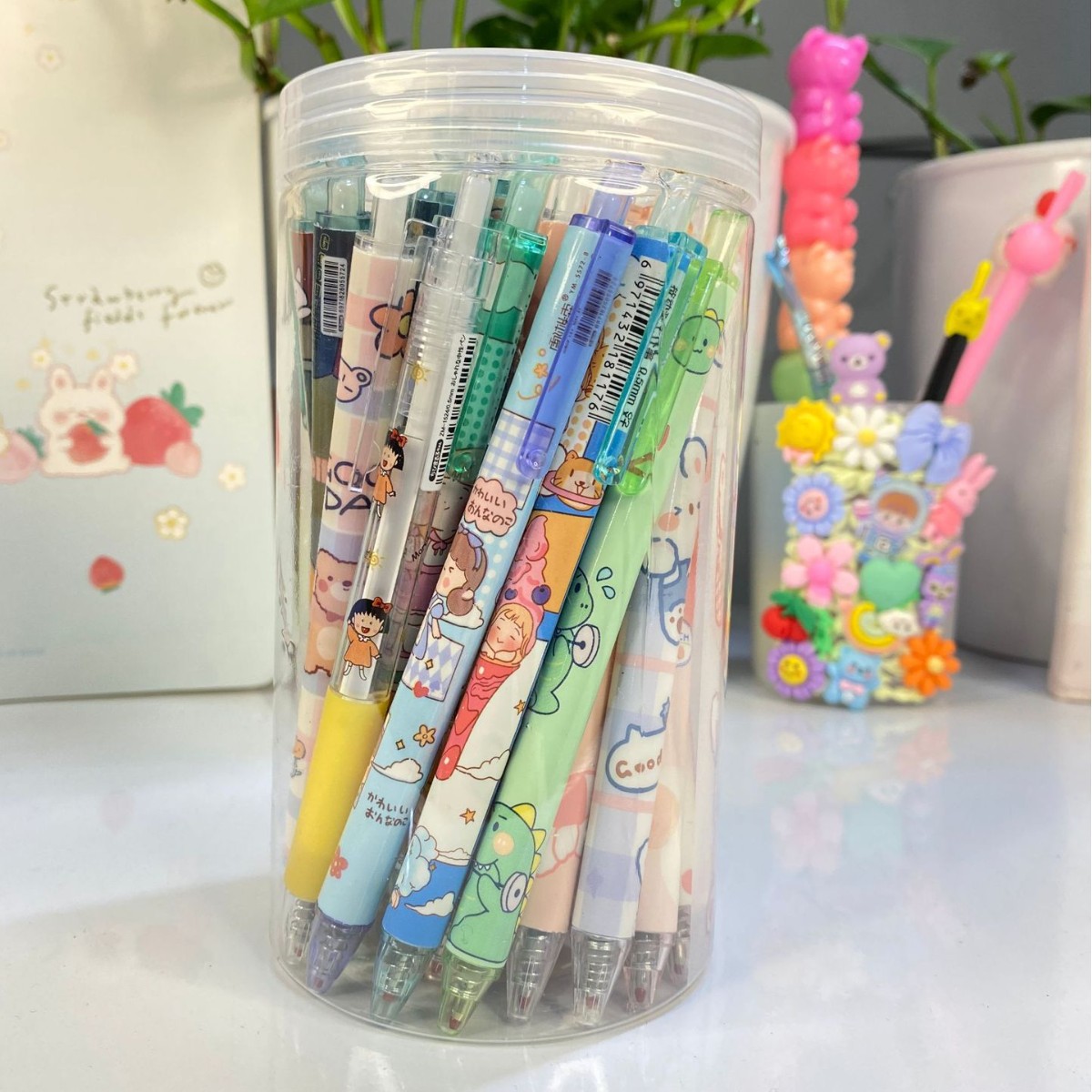 Creativo lindo estilo de empuje pluma gel 0,5mm negro bala estudiante agua pluma 30 barriles envío gratuito