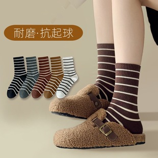 Japanese Stacked Socks Autumn Girls Socks Mid-tube Socks Maillard JK Socks Soft Waxy Wear-resistant Striped Odor-proof Socks