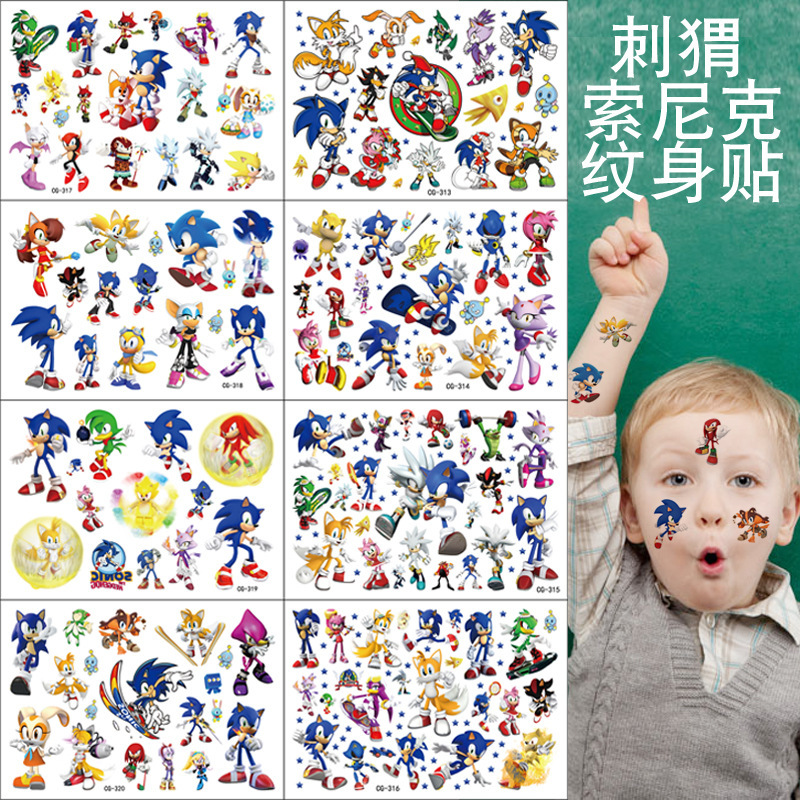 Sonic the Hedgehog Tattoo Sticker Cartoon Children's Tattoo Sticker Birthday Party Tattoo Sticker Water Transfer Sticker