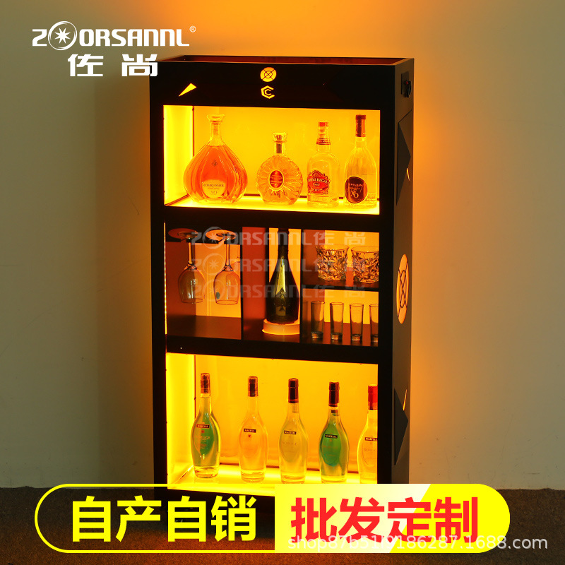 Zuoshang Bar emisor de luz melocotón negro un gabinete de vino Champagne LED vitrina de vino extranjero espectáculo nocturno KTV vino móvil gabinete de champán