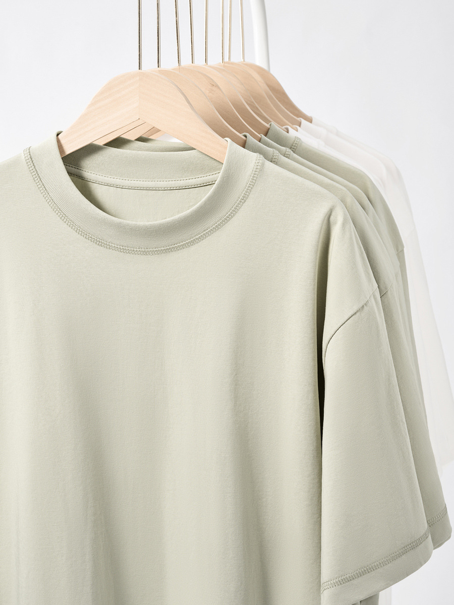 Camiseta de Verano de 230g con Sensación de Hielo, Transpirable, con Tecnología de Seda, Cuello Redondo, Manga Corta, para Hombre