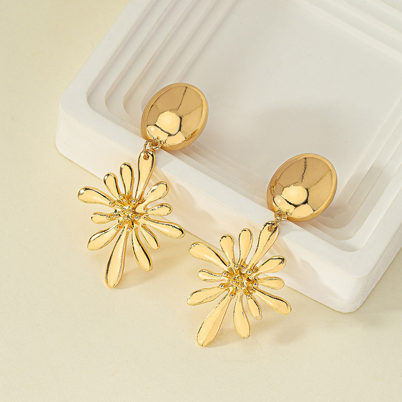 Wholesale Jewelry Elegant Flower Metal Plating Drop Earrings display picture 6