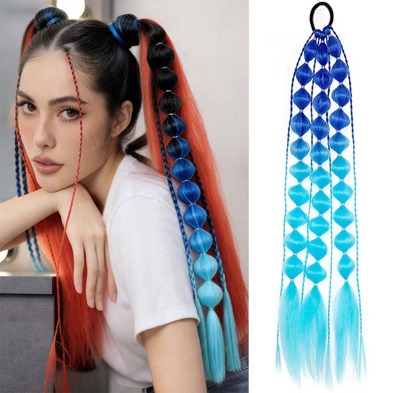 Girl's Bubble Braid Ponytail Lantern Bubble Stage Play New Chinese Style Ponytail Internet Celebrity Braid