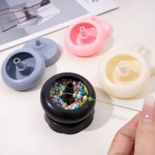 手动串珠神器套装塑料手动转轴穿珠碗+铁质弯头串珠针diy工具套包