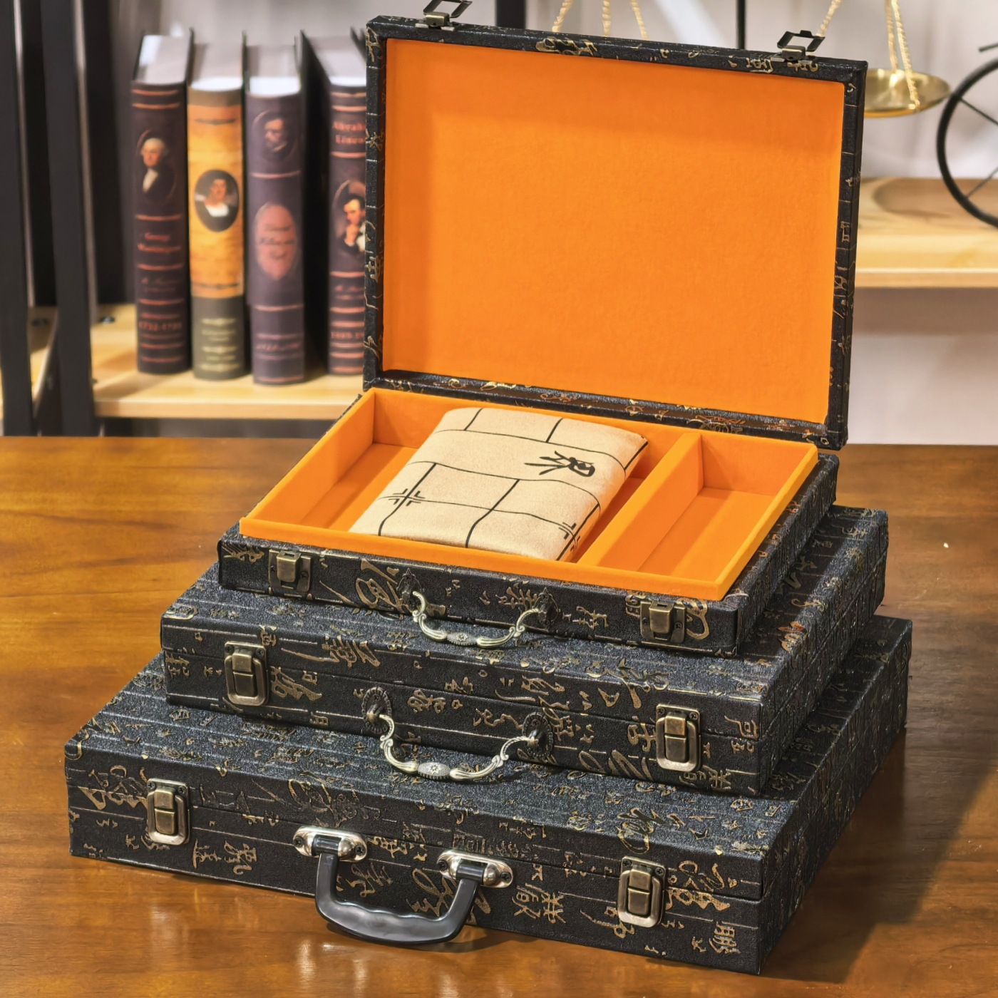 Chinese Chess Leather Gift Box Storage Box Chinese Chess Piece Wooden Box Empty Box Satchel Packaging Box Exquisite Gift Box