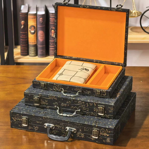 Chinese Chess Leather Gift Box Storage Box Chinese Chess Piece Wooden Box Empty Box Satchel Packaging Box Exquisite Gift Box