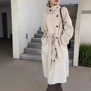 绝代敌蜜秋冬新款双面羊毛大衣长款立领羊毛呢外套高级感轻奢时尚