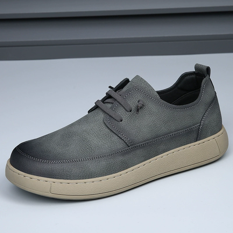 Весна и лето 2025 новая дышащая мода мужская обувь толстая подошва ретро мужская повседневная кожаная обувь мягкая подошва удобная