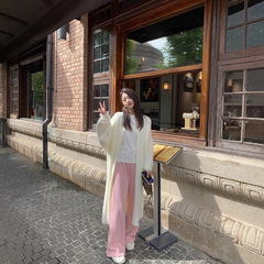 秋冬中长款水貂绒毛衣开衫女宽松慵懒风加厚针织外套气质大衣新款
