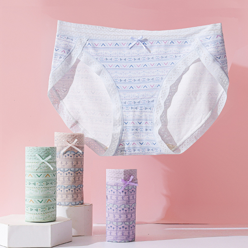 Underwear Women's Modal High School Waist Hip Belly Silk Crotch Briefs Women's Underwear Lace High Split Foot