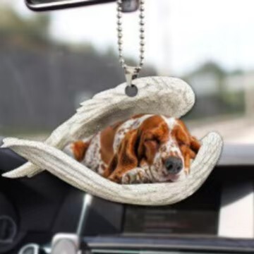 Cross-Border Cute Pet Angel Wings Keychain, Cat and Dog Sleeping Style Acrylic Pendant, Creative Gift for Couples