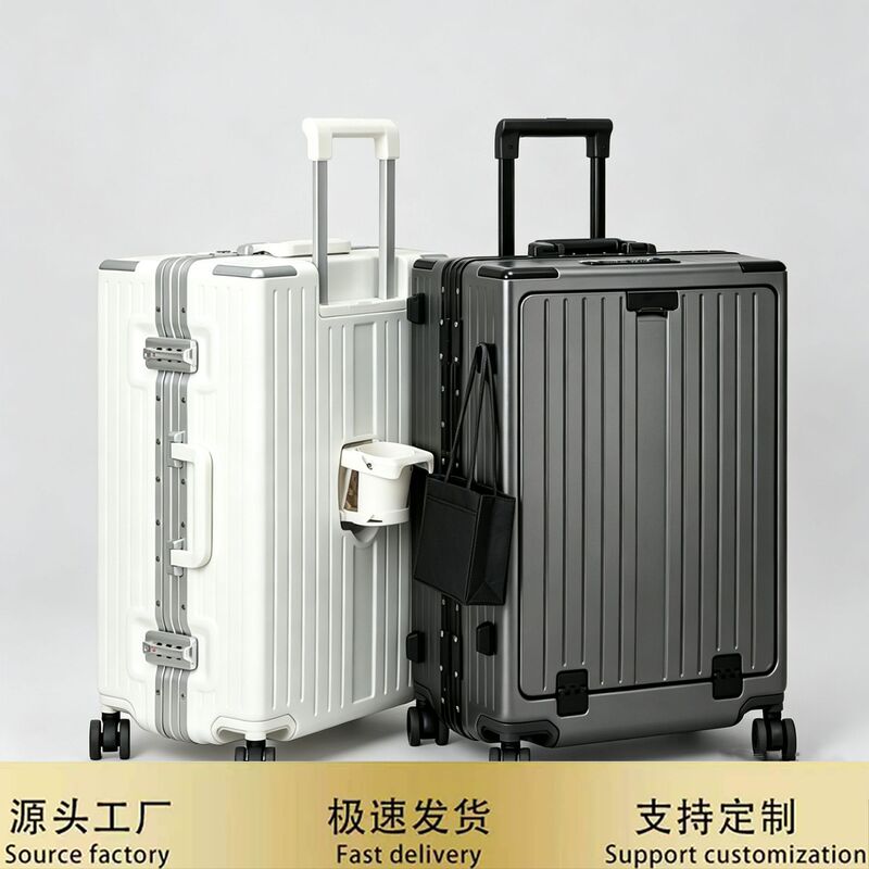 Front-opening luggage with universal wheels, men's laptop carry-on password box, women's 20inch multifunctional travel password trolley case