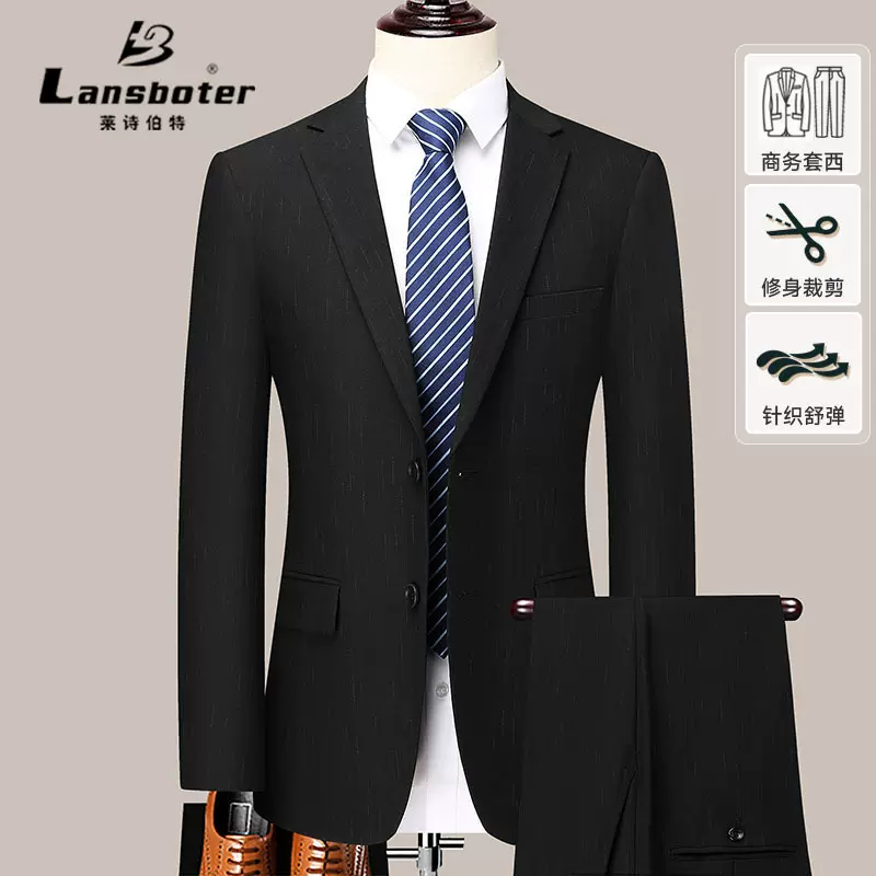 秋冬仿毛料开叉西服套装商务正装男士西装韩版职业婚礼西服套西男