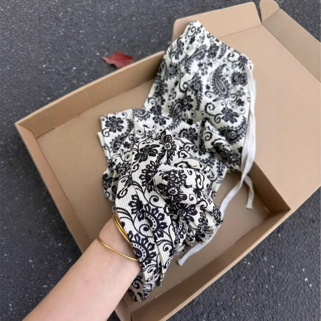 Pantalones de lino de algodón con flores de anacardo retro estilo fino de verano pantalones casuales con estampado de estilo perezoso temperamento de moda pantalones de trapeador sueltos