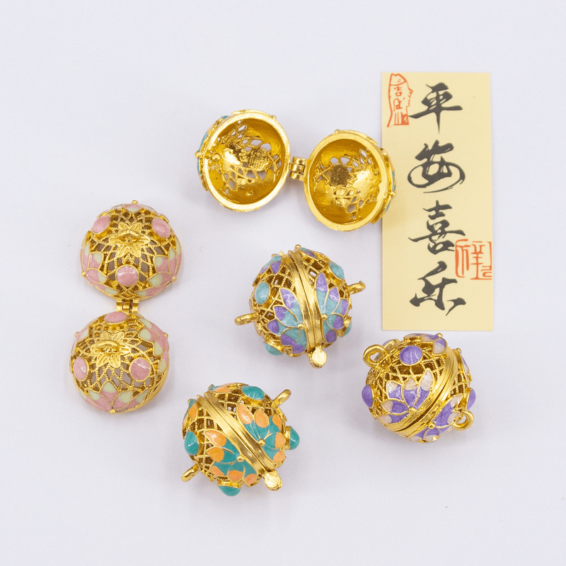 莫奈配色镂空香囊球 汉服古风饰品项链香薰宫铃可打开diy吊坠挂件|undefined