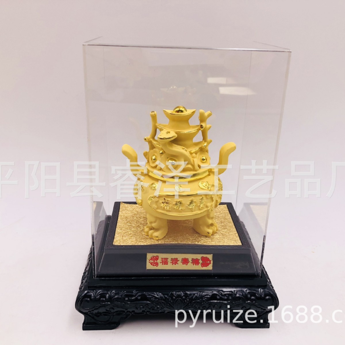 厂家直销福禄寿喜绒沙金摆件，会销礼品，老年礼品，平阳厂家直销