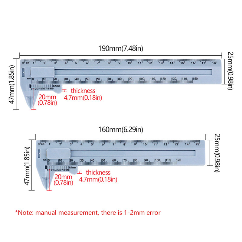 跨境高颜值家用学生尺子塑料游标卡尺办公用直尺0-15cm-18cm