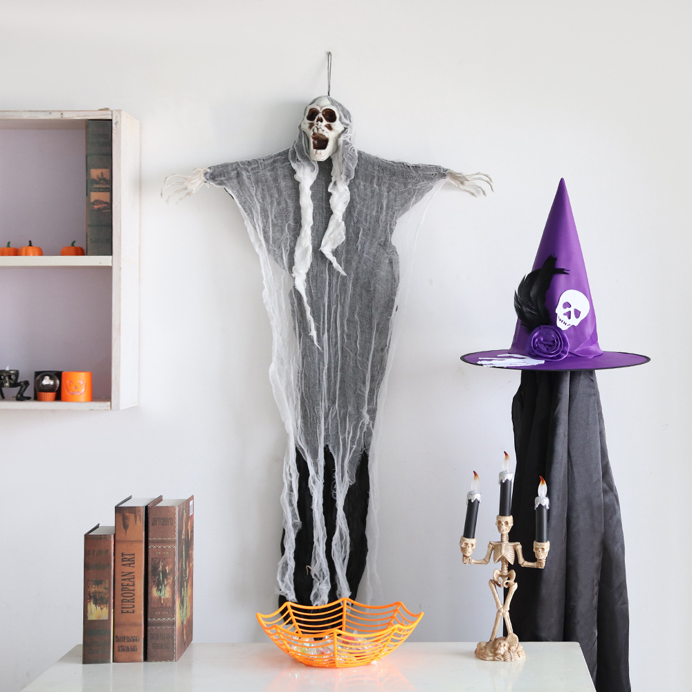 Halloween bruja sombrero fiesta bola decoración cráneo mano bruja sombrero Oxford paño magia bruja sombrero Accesorios