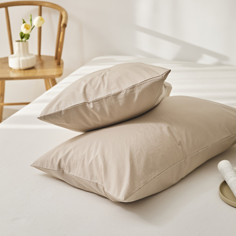Algodón de alta calidad 60s una sola funda de almohada de algodón lavado con agua funda de almohada de algodón de color sólido funda de almohada de piel un par de 100 funda de almohada de algodón