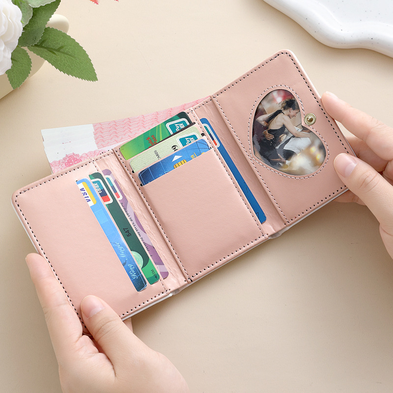 Comercio exterior estrellas de viento estudiantes cartera de tarjetas lindas billetera de escuela primaria y secundaria con múltiples tarjetas tres plegables corto bolso de cambio plegable