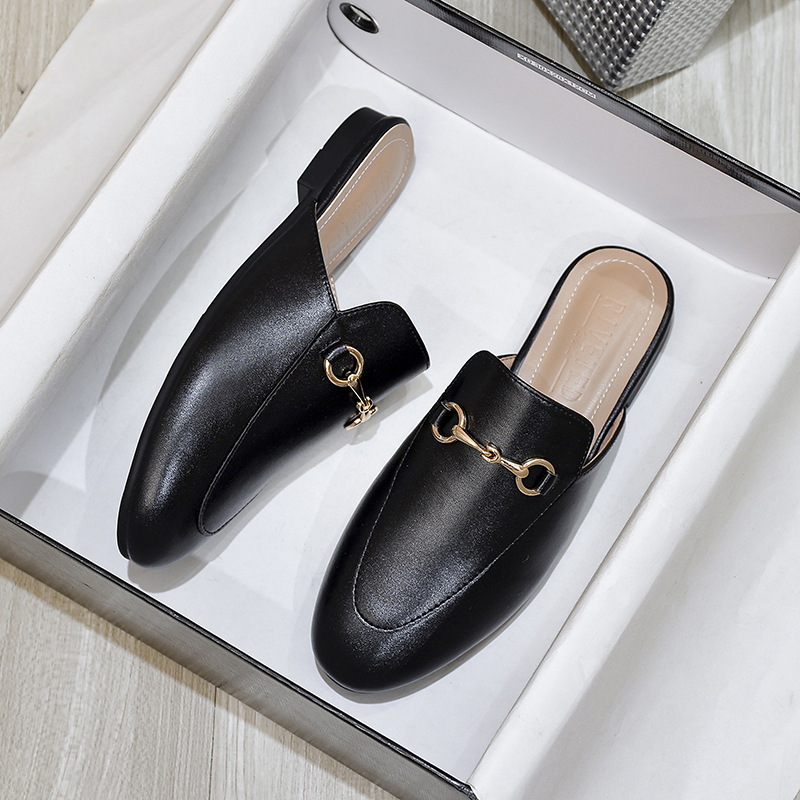 Europe and the United States foreign trade Baotou half drag cool shoes women's flat bottom lazy outside wear Muller shoes size 41-44 cross-border distribution