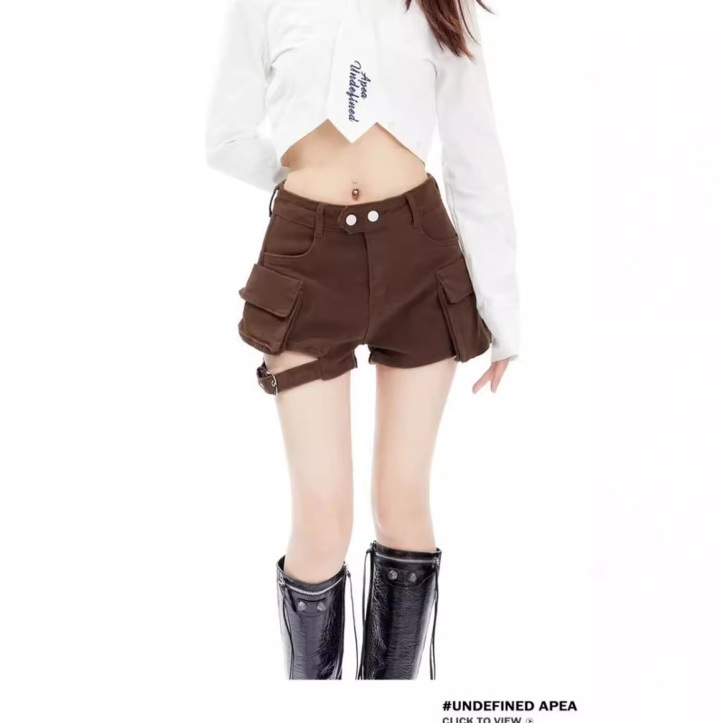 High-Waisted Slimming Jeans 2024 Summer Shorts Tight Wide-Leg Hot Pants Women's Straight Elastic New Style