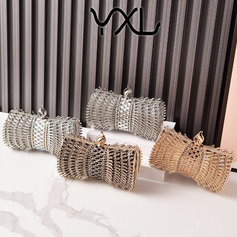Bolso de cena transfronterizo de nuevo estilo con incrustaciones de diamantes Bolso de vestido de banquete europeo y americano Bolso de embrague de banquete de diamantes llenos new clucth bag