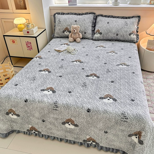 Milk Velvet Bed Cover【Winter Dog】
