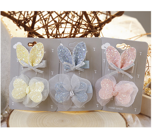 2pack Children's bow hair accessories stage performance photos bunny ears baby hairpin girl cute princess side clip girl headdress