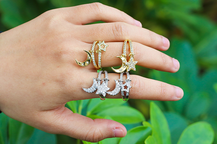 4g Weight Birthday Occasion New Fashion Copper Star Moon Ring
