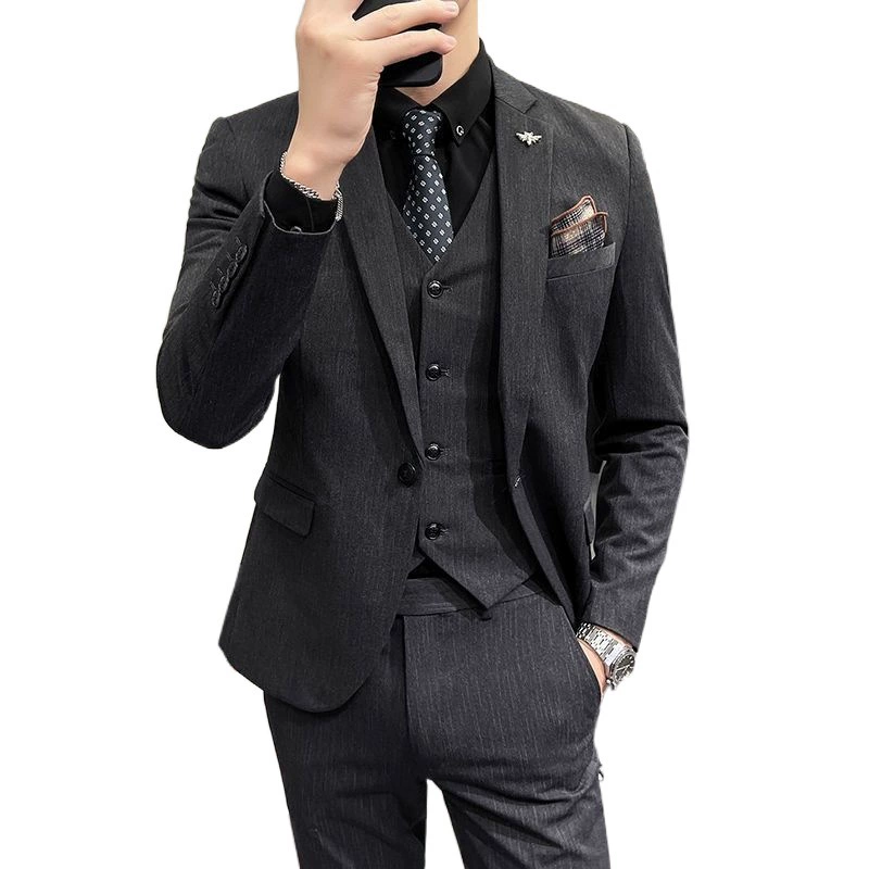 Мужской классический костюм, пиджак, платье, комплект, slim fit, 3 предмета комплект