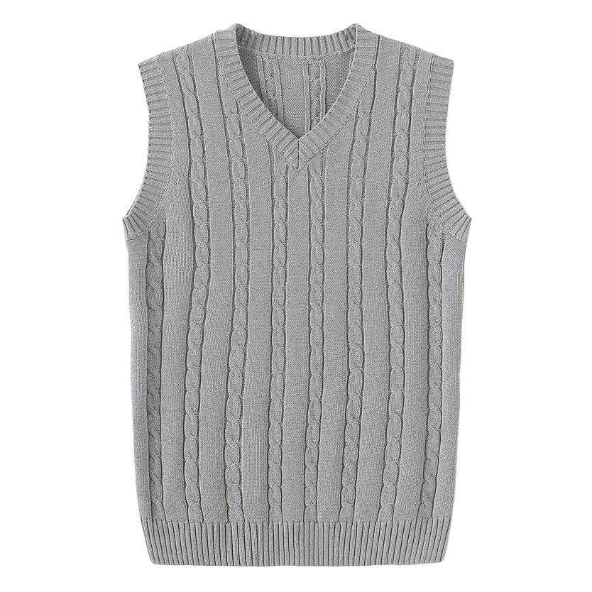 Зимний свитер-жилет без рукавов в Корейском стиле, утолщенный жилет, мужской шерстяной вязаный жилет, мужской шерстяной жилет с V-образным вырезом