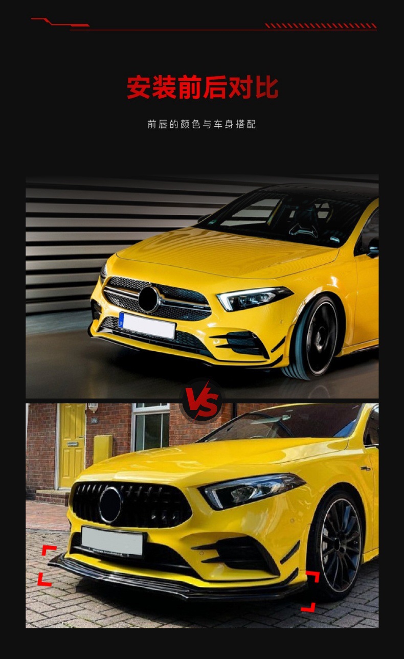 Suitable for 2018-2022 Mercedes-Benz A-Class W177 A180 A200 A35 Amg Front Lip Front Shovel Surround Modification Parts
