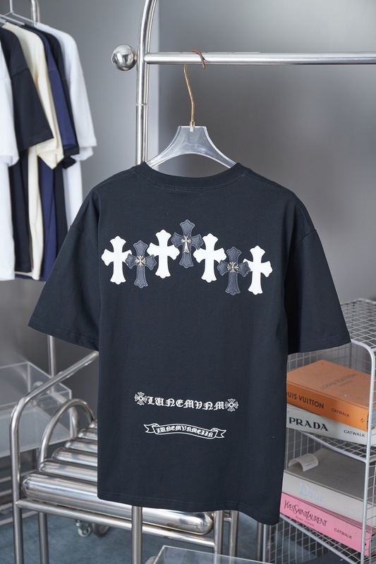 欧米クロスボーダーCHクロ春夏新作衝突色革ラベルクロ半袖tシャツ男女モデル|undefined