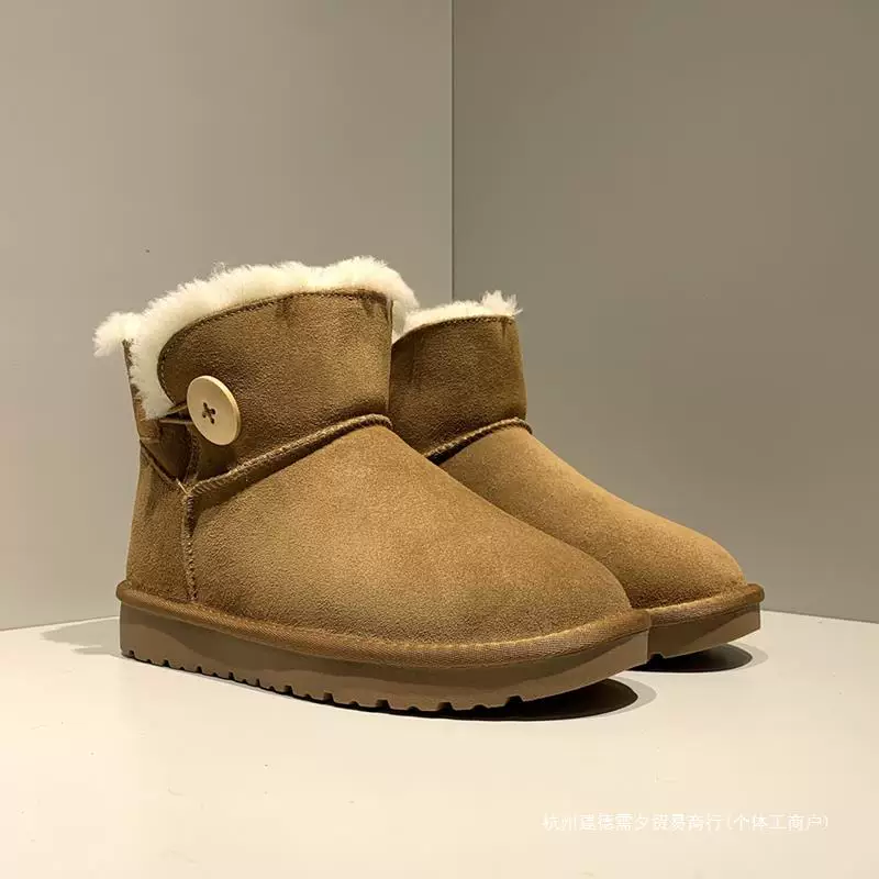 Теплые fashionable нескользящие классические ботинки на платформе, низкие сапоги, средней длины