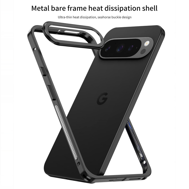 跨境适用谷歌pixel10pro海马扣边框手机壳9proXL金属散热防摔套|undefined